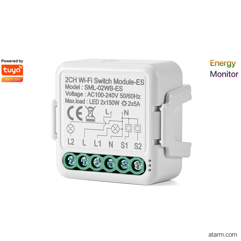 Module de commutateur Wi-Fi SML-02WB-ES 2 canaux - Moniteur d'énergie