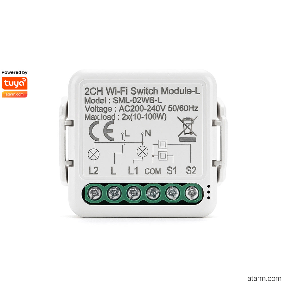 SML-02WB-L Module interrupteur Wi-Fi à 2 canaux sans neutre