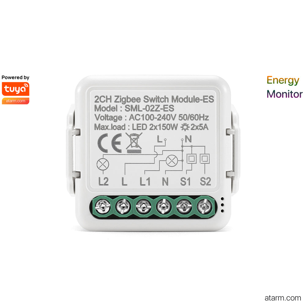 Module interrupteur Zigbee 2 canaux SML-02Z-ES - Moniteur d'énergie