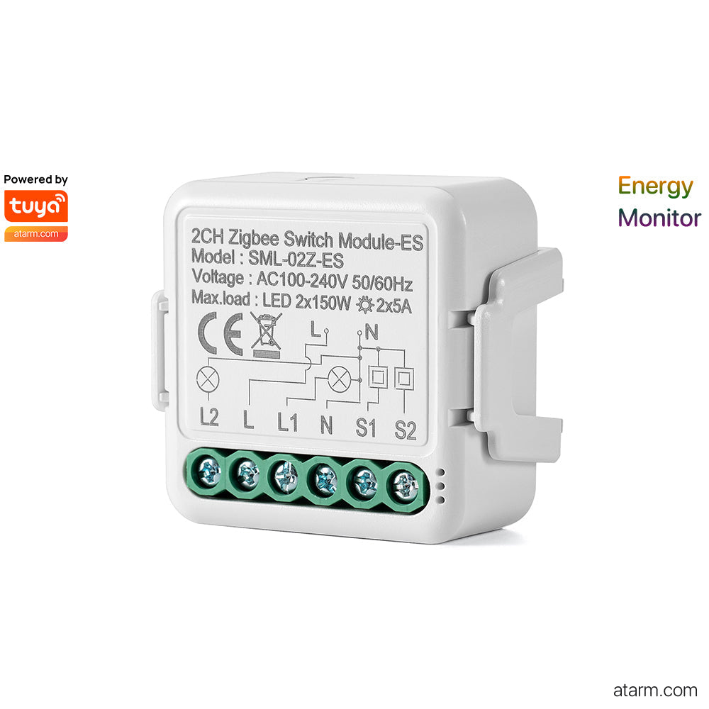 Module interrupteur Zigbee 2 canaux SML-02Z-ES - Moniteur d'énergie